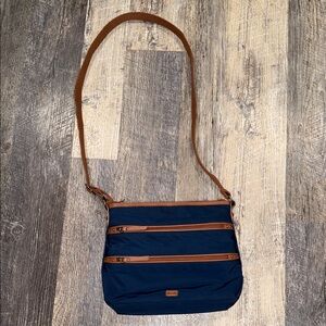 The Sak Navy and Brown Canvas Crossbody Bag